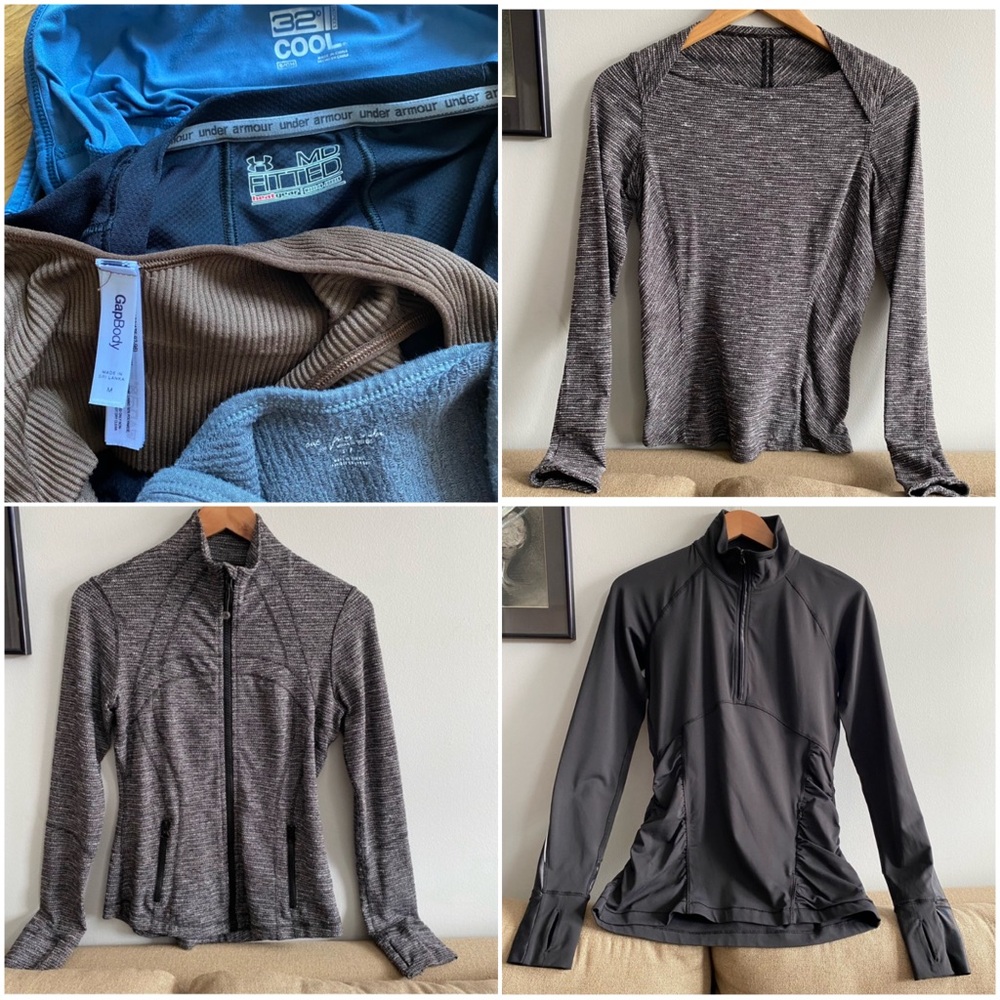 Lululemon Workout Lot of 7 Tops Sweathshirts Half Zip Sports Bra Small - Medium